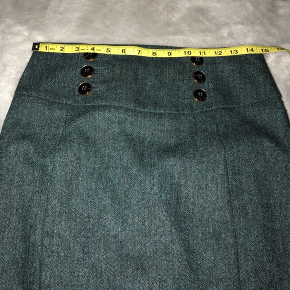 Teal Tweed Skirt Pencil Back Zipper - Picture 7 of 10